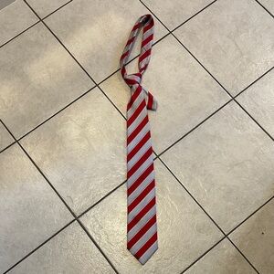 CheReskin Red and Gray Diagonal Striped Tie